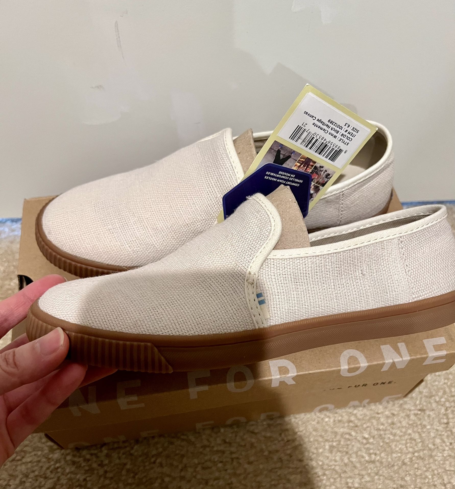Toms Clemente Birch Heritage Canvas Slip On 6.5