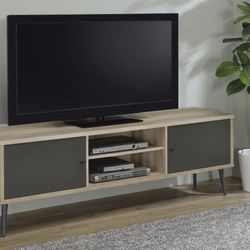Allie 2-door Engineered Wood 71″ TV Stand Distressed Pine