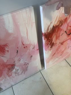 3 Abstracts 16 X 24. Pink Palette
