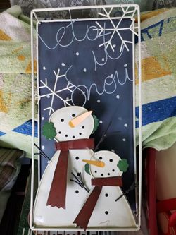 "Let It Snow" Metal Tealight Holder Sign