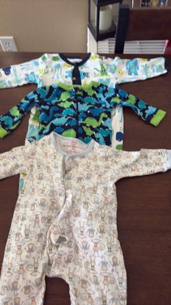 Baby pajamas nine months the middle one is 6 to 9 months all for five dollars