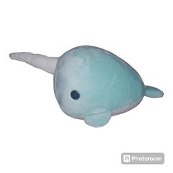 Bellzi Teal Narwhal Stuffed Animal Plush Toy 11” Plush Sea Animal Soft Toy Gift