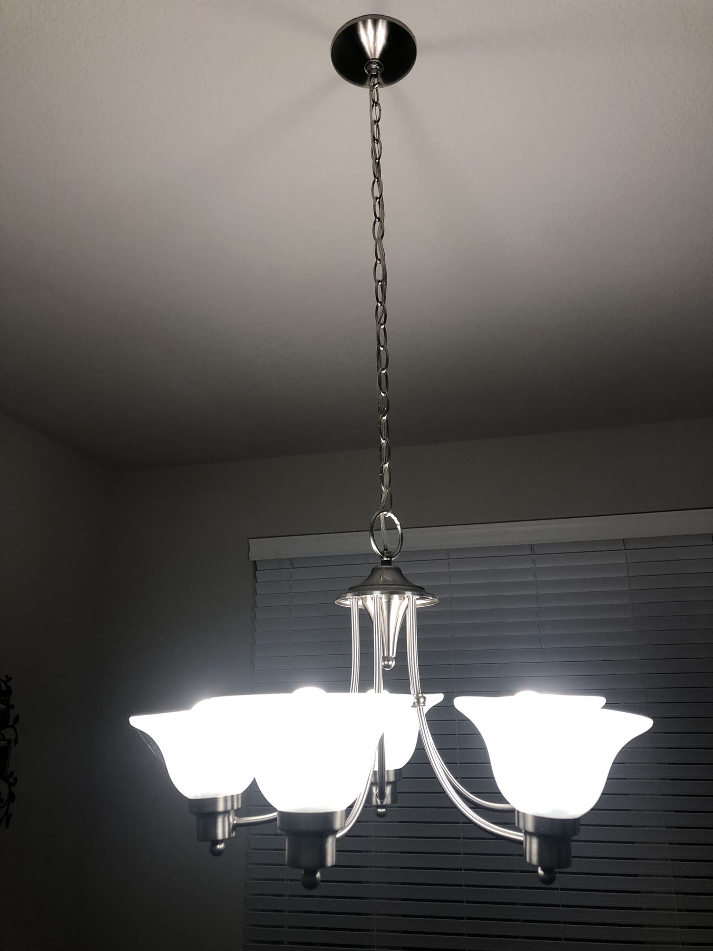 Chandelier for sale 5 bulbs brand new missing 2 shades