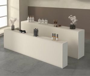 Modern Fluted Reception Counter Set White