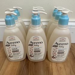 Brand New Unopened Aveeno Baby Daily Moisturizer Wash & Shampoo 12Oz 9 Bottles