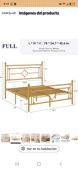 Metal gold full size bedframe