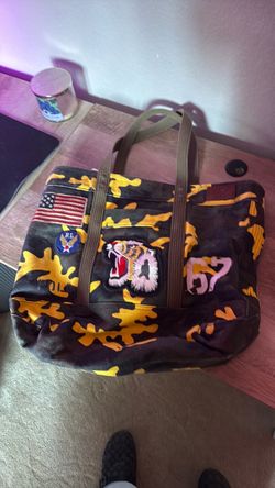 Ralph Lauren Camo Canvas Tote Bag with Patches