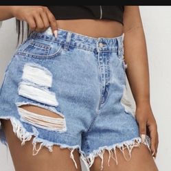 Ripped Denim Shorts