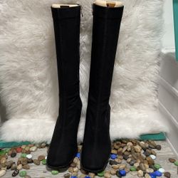 DONALD PILNER black Silk Elastic Tall Boots Side Zip IMANI size 9 M 