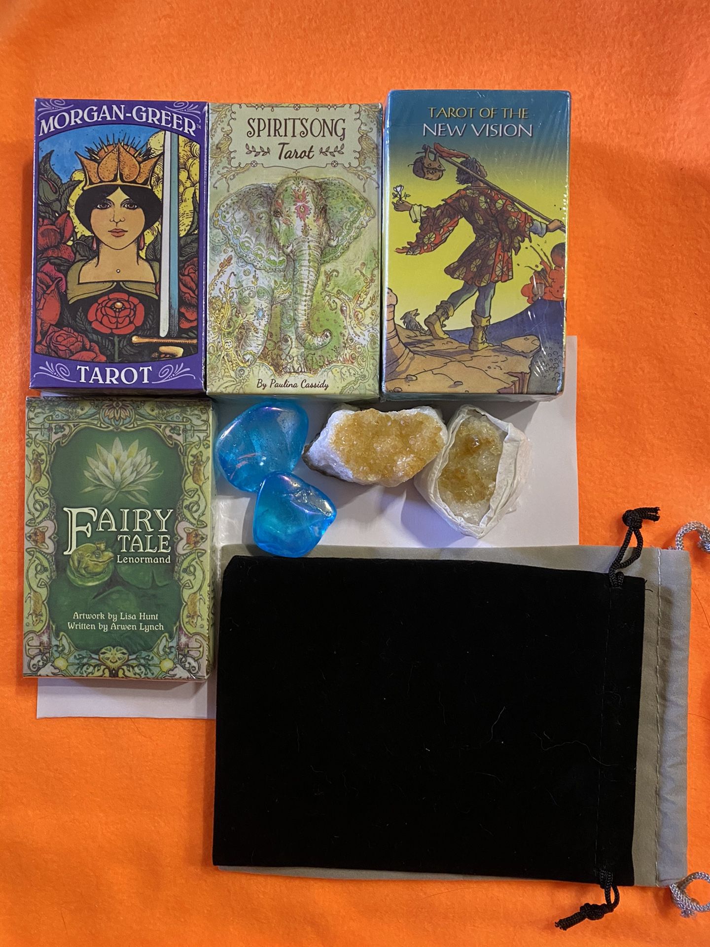 Tarot Decks, Crystals And Velvet Bags