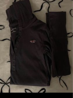 Hollister Black Ribbed Button-Front Top XS