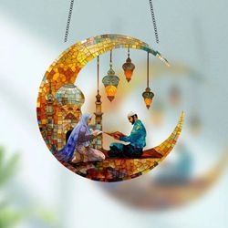 "Sacred Reflection: Ramadan Moon Suncatcher"