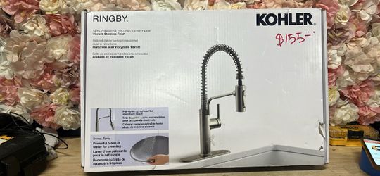 KOHLER Ringby 18.06 in. H Single Handle Pull Down Sprayer Kitchen Faucet with 180-degree Spout Swivel in Spot-Repel Stainless
