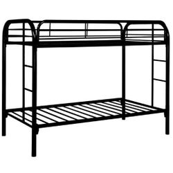 Twin Over Twin Bunk Bed With 2 Mattresses Included 