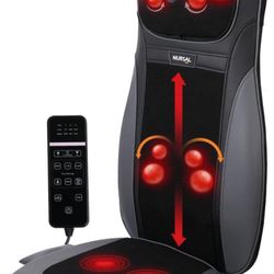 Back Massager Shiatsu Massage Seat Cushion with Heat Function, Deep Kneading Self-Massager with Vibrations - Helps Relieve Muscle Soreness for Back an