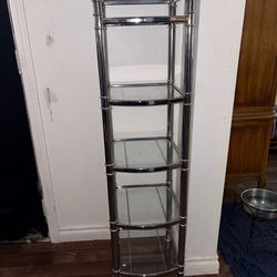 Glass and chrome corner shelf