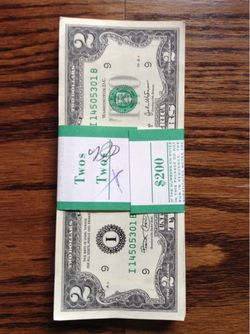 Year 2013 $2.00 stack 100 NEW BILLS $450.00 CASH, TEXT FOR PRICES.