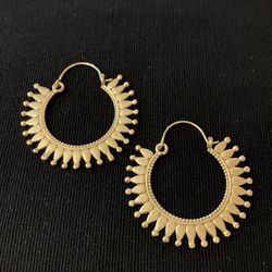 Golden Sunburst Tribal Hoops