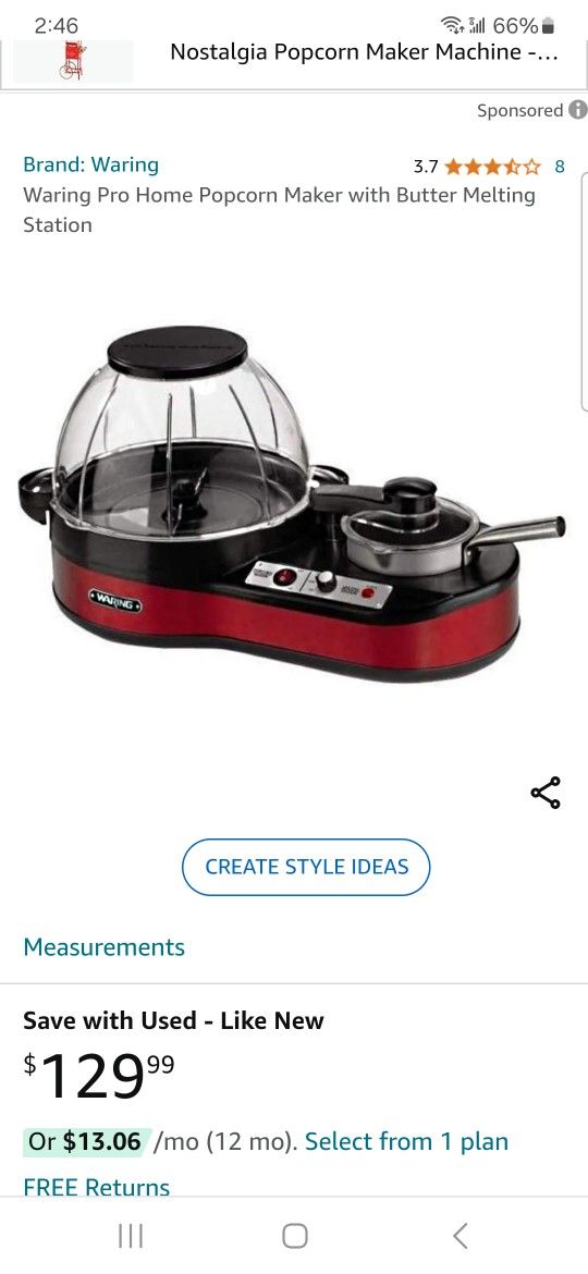 Waring Popcorn Popper w/Caramel Warming Station