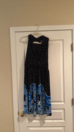 Size 14 P Sleeveless Midi Dress Black Polka Dot Floral