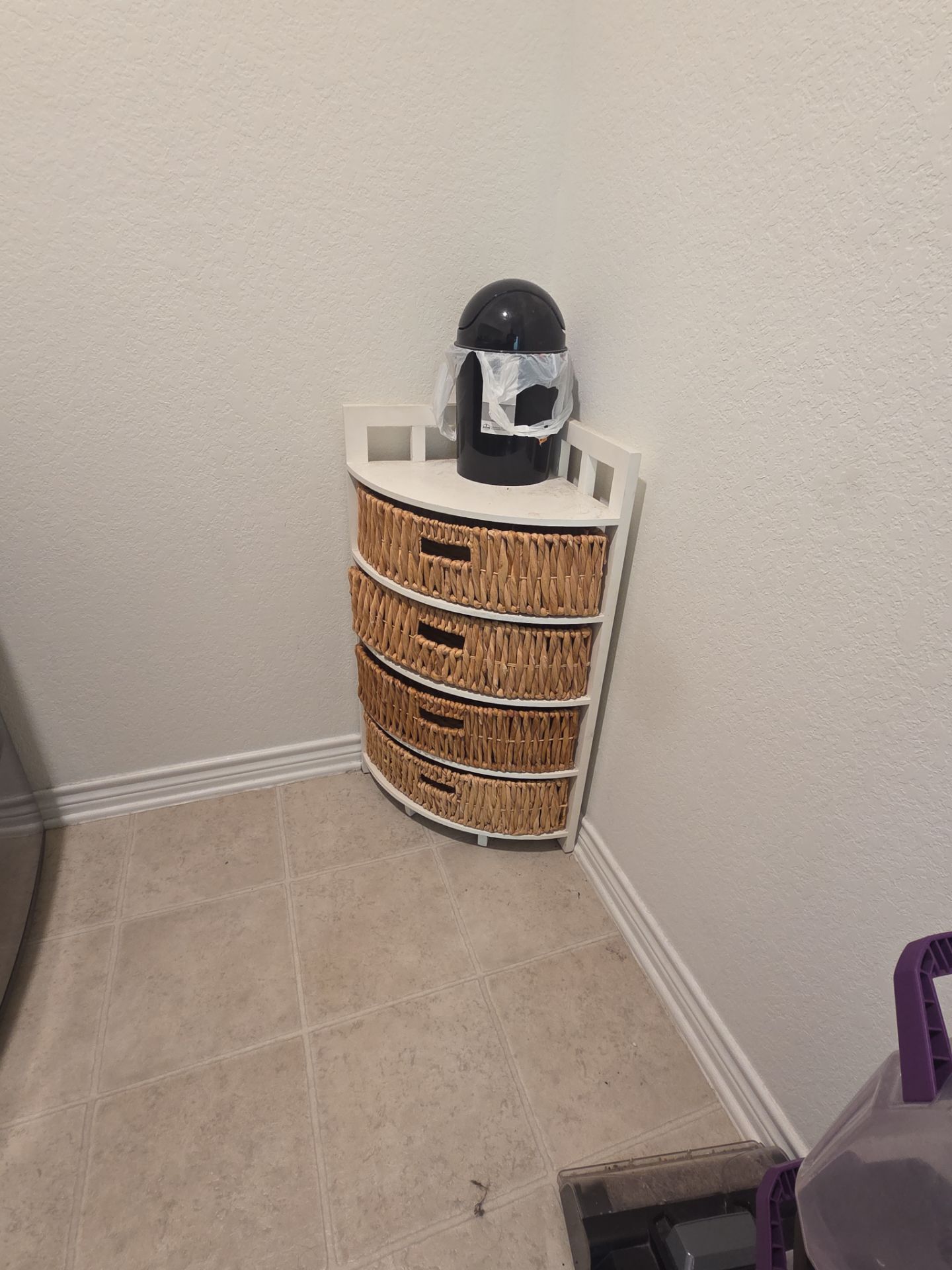 Wicker and wood storage cabinet