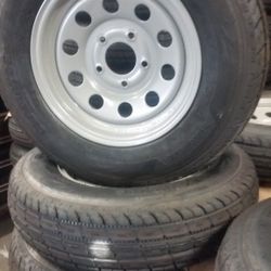 Trailer Tires ST - 205 75 15 Mounted on silver mod wheels