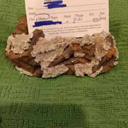 $12 Rock Crystal Business Card Holder. I'm not really sure what the white is, looks like shell. Cool