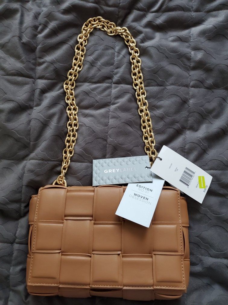 Gray Label Chain Bag New. 9x2x6 Vegan Leather