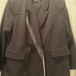 ELOQUII Pant Suit, Black, w/blinged fringe, 22w