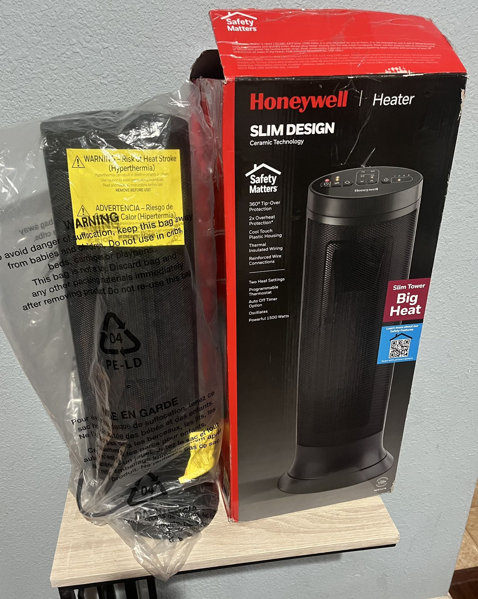 Honeywell Slim Ceramic Tower Heater Black