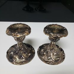 Pair 4" Godinger Silverplate Candle Holders 