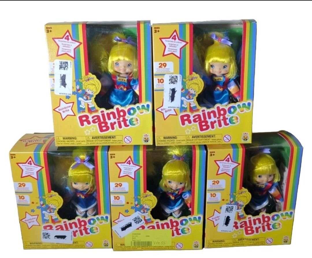 Lot Of 5- Retro Rainbow Brite 5.5 Inch Doll Exclusive 4 Surprises 10 Pieces NEW
