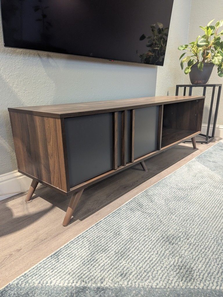 Walnut Brown And Grey Mid Century TV Stand (Pickup Only)