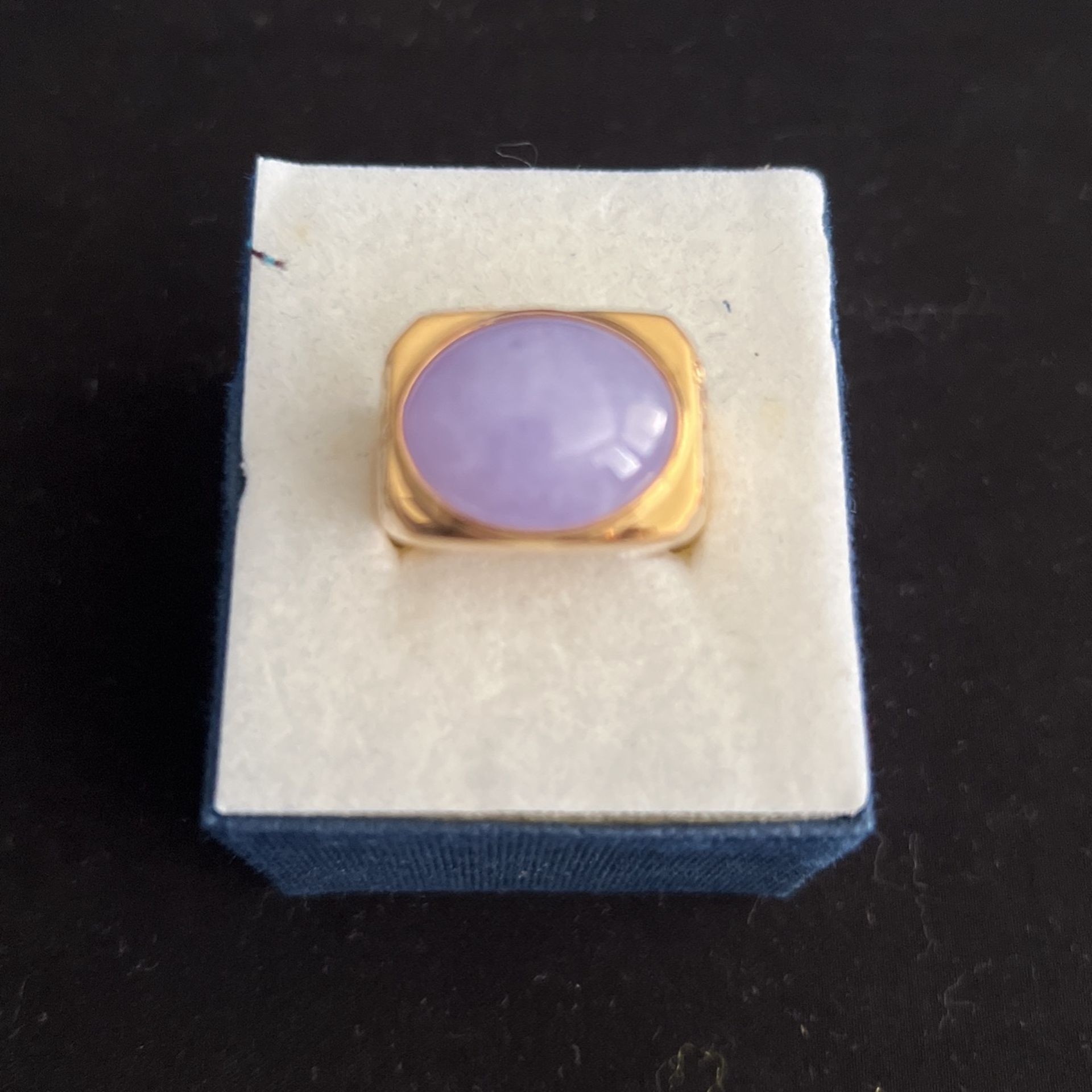 Lavender Jade Oval Shape Man Ring