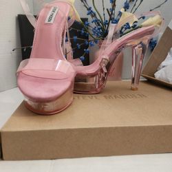 Steve Madden Women's Clear Pink Julien Heels Sz 9M