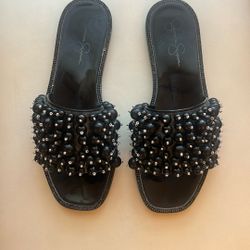 Jessica Simpson Black Pool Slides Size 8