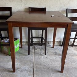 Wood Pub Height Table & Chairs
