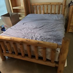 **price reduced** King size cedar log solid wood bed set
