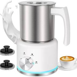 new White Milk Frother and Steamer, 16.9 OZ Milk Frother for Coffee, 4 in 1 Frother Separable Easy to Use and Clean, Durable Safe Silent Working for C