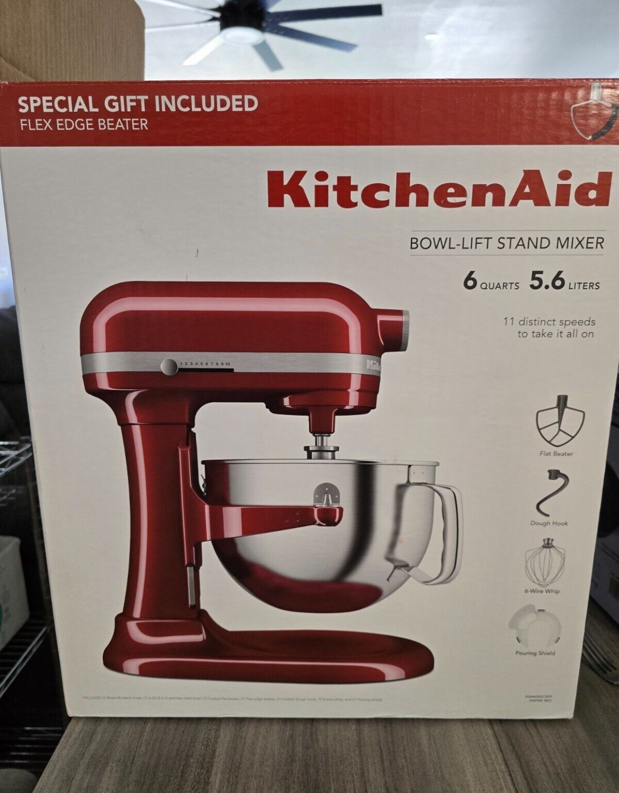 Kitchenaid 6 Quart Bowl-Lift Stand Mixer 11 Speed, Bonus Attachments, Silver Red