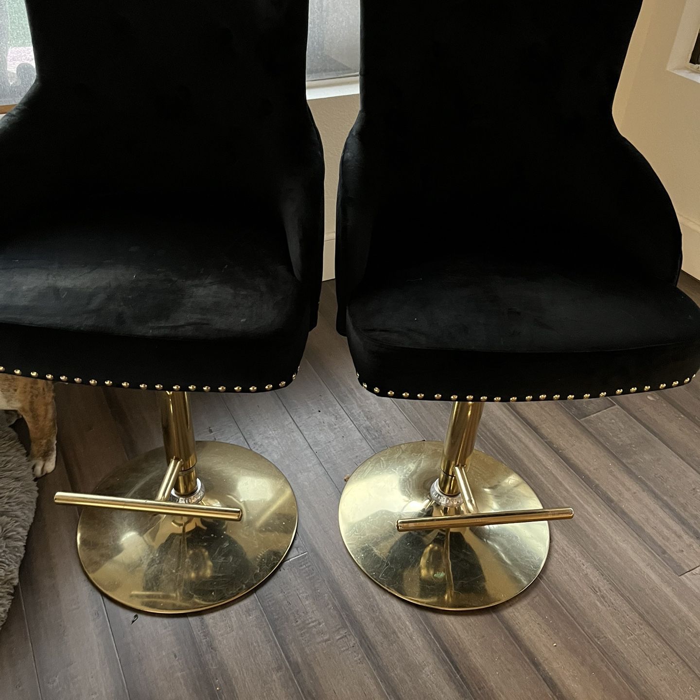 2 Black And Gold Barstools