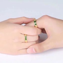 New Vietnamese alloy ring, men‘s domineering, long-lasting color opening ring, the same long green ring