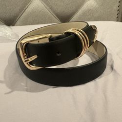 Women Leather Belt Gold Buckle Large NEW
