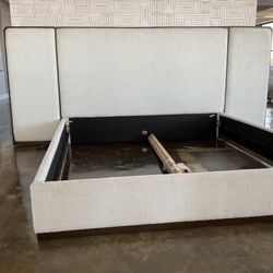 New king size platform bed with wide headboard