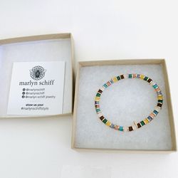Brand New Marlyn Schiff Natural Stone Bracelet With Gift Box