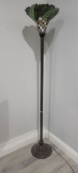 Tiffany-Style Stained Glass Torchiere Floor Lamp