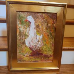 GOOSE OIL ON WOOD - SIGNED ART