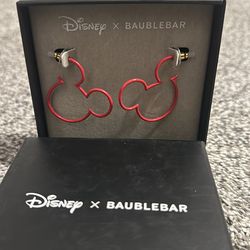 Mickey Mouse Disney x Baublebar RED Hoop Earrings