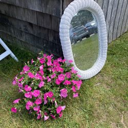  Vintage Lg Wicker Mirror  