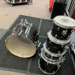 5 Piece Drum Set Black